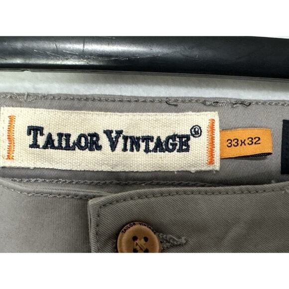 Tailor Vintage Mens Greenwich Slim fit Pants Gray Cotton Stretch Sz 33x32 NWT - Picture 5 of 10